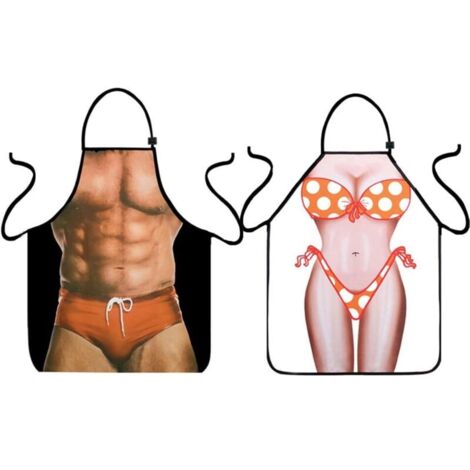 Bardusch-2 tabliers 3D muscle/bikini – imperméables – couple – cadeau barbecue – amusants (1/4)