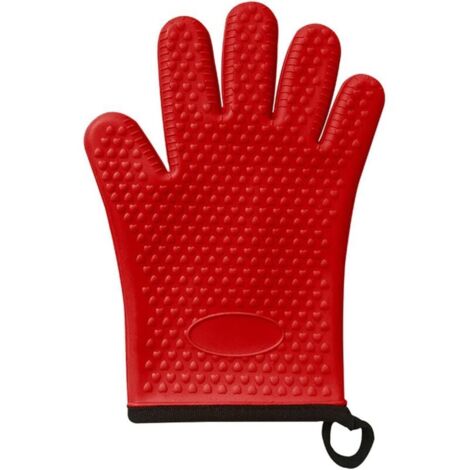 Bardusch-Gants de cuisine silicone cinq doigts, antidérapant et épais, organiseur de moules de cuisson vertical (rouge) (1/4)