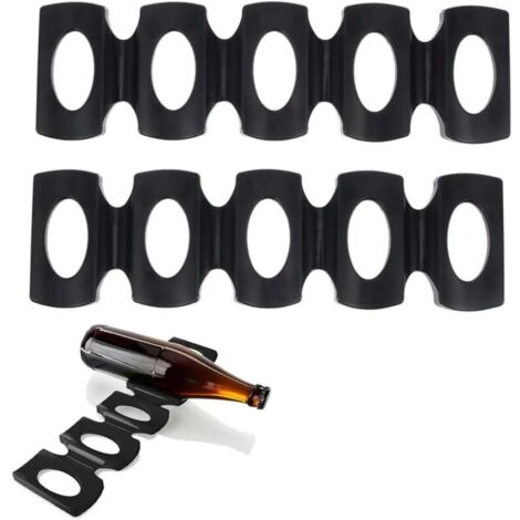 Bardusch-Lot de 2 porte-bouteilles réfrigérateur pliables - silicone antidérapant - pour armoire/cuisine, noir (1/5)
