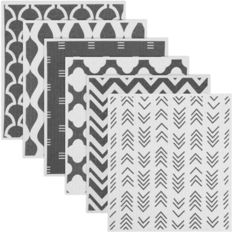 Bardusch-Lot de 6 chiffons suédois - 17 x 19,5 cm - et absorbants - En cellulose de bois et coton - Pour la cuisine - Réutilisables