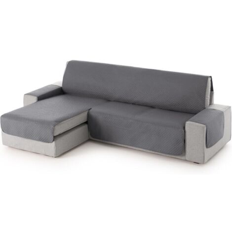 Bardusch-Housse de Canapé d’Angle Gauche avec Accoudoirs 240 cm – Housse Protège-Canapé Réversible Matelassé Grey, Anti-Taches, Lavable, Idéal Animaux, (1/4)