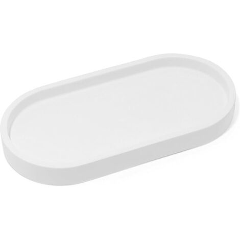 Bardusch-Plateau rond blanc mat – Ø20 cm – support 2 distributeurs – salle de bain/cuisine – organisation pratique (1/5)