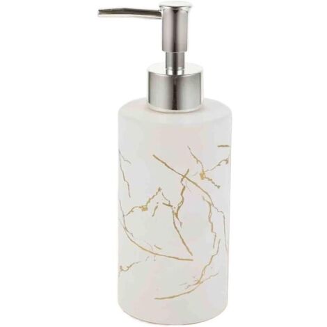 Bardusch-Distributeur verre rond blanc 320 ml à pression, pour salle de bain, maison, hôtel ou cuisine, design simple (1/5)