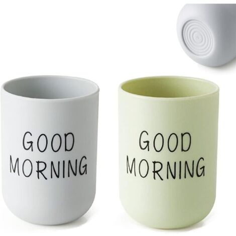 Bardusch-Lot de 2 gobelets plastique pour salle de bain, usage enfants/couples, tasses lavage dentaire pratiques (1/5)