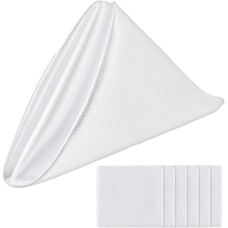 Bardusch-6 serviettes table damassées 43x43 cm, tissu soyeux indéchirable – lavables – Blanc