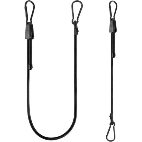 Bardusch-2 tendeurs élastiques noirs de 1 m avec mousquetons, robustes, pour bagages et matériel de camping (1/5)