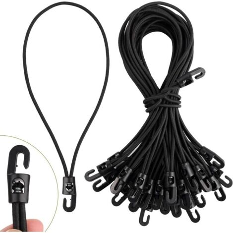 Bardusch-30 tendeurs élastiques 25 cm crochets, sangles multifonction noires pour bâche/tentes/bagages/camping (1/5)