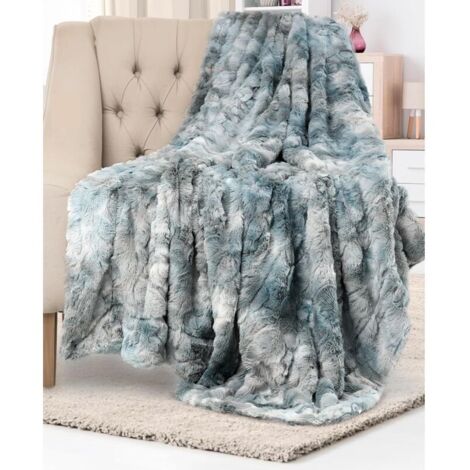 Bardusch-Plaid fausse fourrure ivoire 127×165 cm, minky doux, grande taille pour sofa/salon (1/5)