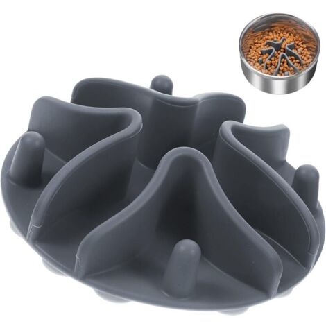 Bardusch-Gamelle anti-glouton 10×10×3 cm gris, antiglisse, digestion lente chien moyen (1/4)