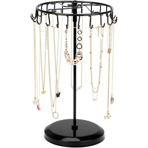 Bardusch-Porte Bijoux Rotatif Métal Noir, tour présentoir colliers bracelets bagues boucles d'oreilles (1/5)