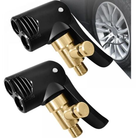 Bardusch-Lot de 2 Adaptateur de Valve de Pneu de Voiture,Embout Gonfleur, Adaptateur de Valve de Voiture à Levier, Adaptateur de Valve de Pompe à Air pour Voiture ou Camion, Vélo, Moto (1/5)