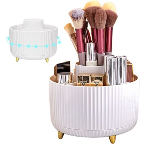 Bardusch-Boîte portable rotative 360°, organisateur pinceaux/cosmétiques multifonction, idéal rangement chambre ou voyage. (1/5)