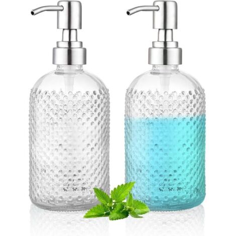 Bardusch-2 pots transparents épais 350 ml, pompe inox, rechargeables cuisine/salle de bain (1/5)
