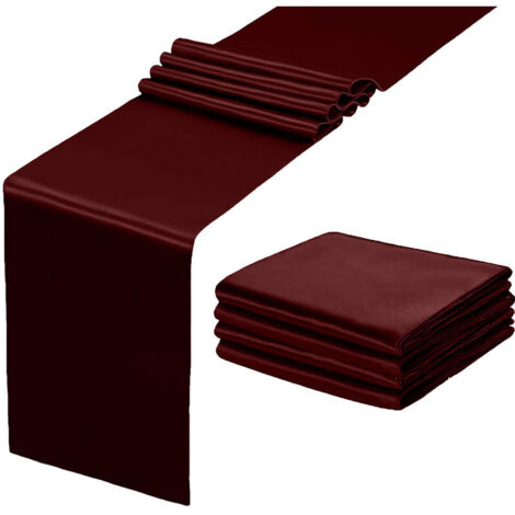 Bardusch-Lot de 5 chemins de table bordeaux en polyester 12" x 108" pour mariage et réception (1/5)