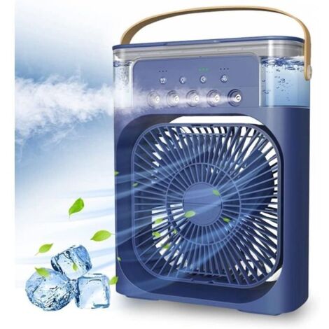 Bardusch-Ventilateur de climatisation portable, alimenté par USB, humidificateur d'air, 7 LED, petit refroidisseur d'air avec 3 vitesses, ventilateur de refroidissement ultra silencieux pour famille,