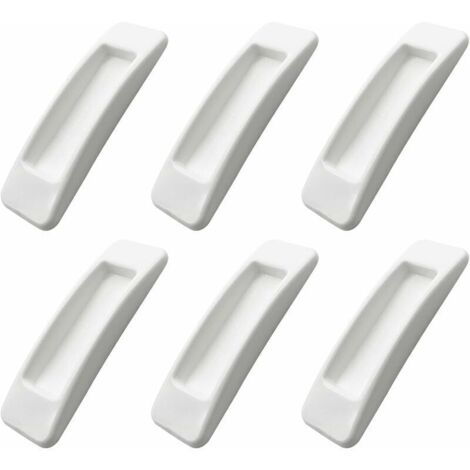Bardusch-poignées auto-adhésives pour porte coulissante avec rubans adhésifs double face pour armoires, fenêtres, réfrigérateurs, tiroirs, portes en verre (blanc 6pcs) (1/5)