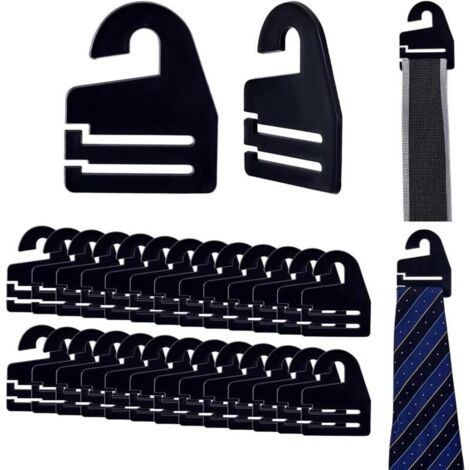 Bardusch-Lot de 30 cintres noirs en plastique pour cravates, ceintures, écharpes, 5,3 x 6,6 cm (1/5)