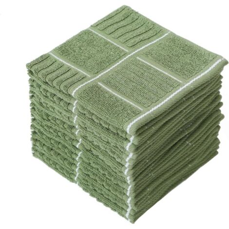 Bardusch-Lot de 8 torchons de cuisine en coton éponge super absorbants pour cuisine, vaisselle (vert, 30,5 x 30,5 cm) (1/5)