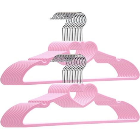 Bardusch-Lot de 20 cintres plastique forme cœur rose, finition lisse, solides, gain place, pour robes/manteaux/chemises (1/5)