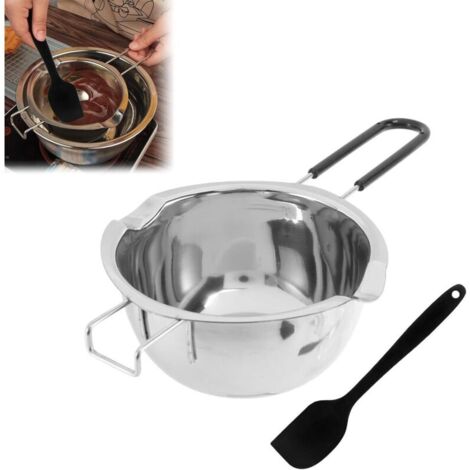 Bardusch-Bol bain-marie 400 ml inox 304 – Avec grattoir noir, pour caramel/chocolat/sucre/beurre