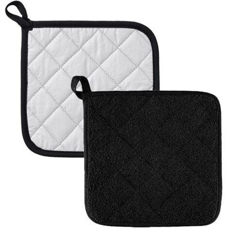 Bardusch-Lot de 2 maniques isothermes carrées en coton, noires, pour cuisine et pâtisserie (1/5)