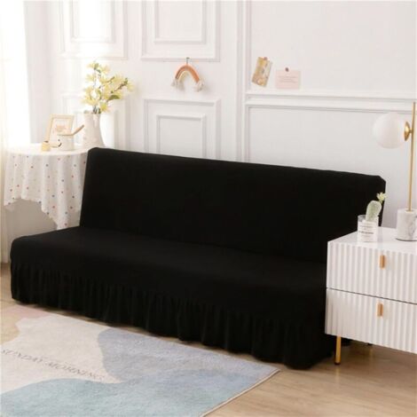 Bardusch-Housse sans accoudoir extensible imperméable avec jupe à volants, noir, taille M (1/5)