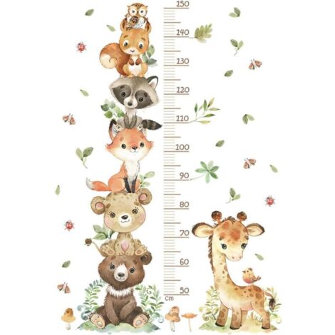Bardusch-Toise murale stickers animaux forêt 50-150 cm mesure croissance garçons filles (1/5)