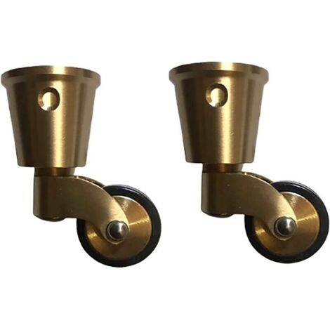 Bardusch-Lot de 2 roulettes laiton massif Ø 25 mm, pivotantes 360° en caoutchouc, style vintage pour chariots (1/3)