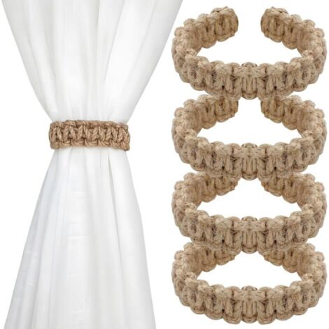 Bardusch-4 crochets rideaux tressés bohèmes, accessoires rustiques pour style déco naturel et simple (1/5)