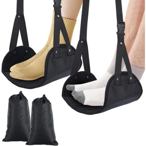 Bardusch-Lot de 2 repose-pieds avion réglables, hamacs portables pour longs vols, confort détente en suspension (1/5)