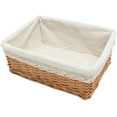 Bardusch-Bestonzon Panier de rangement rectangulaire en osier avec doublure blanche 21 x 14 x 8cm (1/5)
