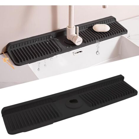 Bardusch-Tapis robinet silicone 60 cm noir, anti-gouttes, comptoir cuisine/sdb. (1/4)