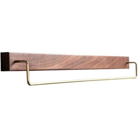 Bardusch-Étagère murale en bois de noyer foncé, grand format, robuste, installation sans perçage, usage salle de bain/cuisine (1/5)