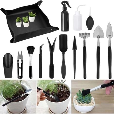 Bardusch-Kit 13 mini-outils + tapis 100×100 cm, succulentes/bonsaï, intérieur/extérieur. (1/4)