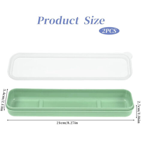 Bardusch-Lot de 2 boîtes de rangement portables pour couverts de voyage, porte-ustensiles simple de 20 cm avec couvercle, porte-couverts pliable en plastique pour boîte à lunch./ (1/5)