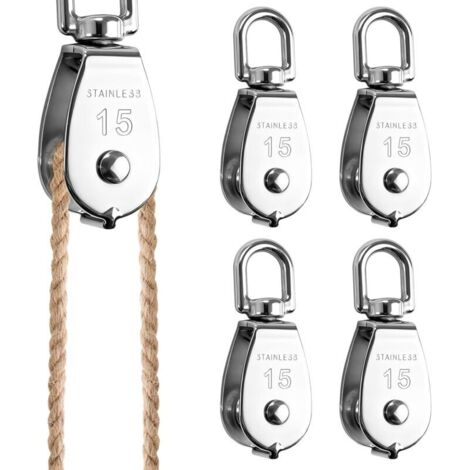 Bardusch-Lot 4 poulies M15 inox – pivot 360° – charge max 35 kg – intérieur/extérieur (1/4)