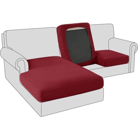 Bardusch-Housses de Coussin de Siège de Canapé en Velours Extensible, Housse de Protection, Housses de Coussin de Canapé de Remplacement pour Coussin Individuel (Grand 1 Place,Vin Rouge) (1/4)