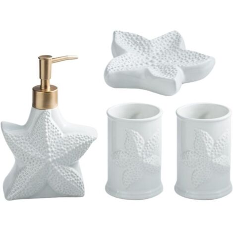 Bardusch-Ensemble luxe 4 distributeurs + porte-brosse à dents + gobelets, décoration légère et élégante salle de bain (1/5)