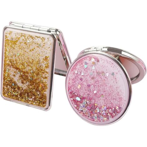 Bardusch-Lot de 2 miroirs de poche ronds, pliables, double face, formats rond et carré, couleurs rose et or (1/5)