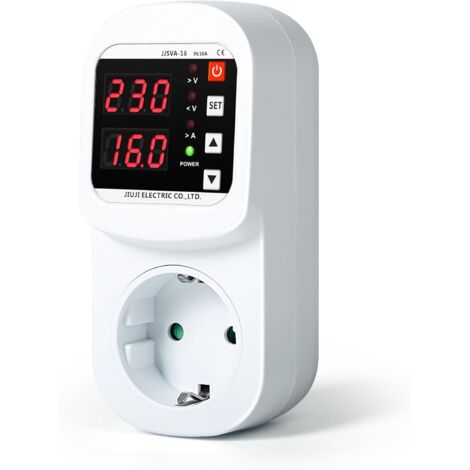 Bardusch-Prise de protection automatique contre les surtensions et les surintensités, voltmètre limiteur de tension et de courant réglable AC220V 16A (1/5)