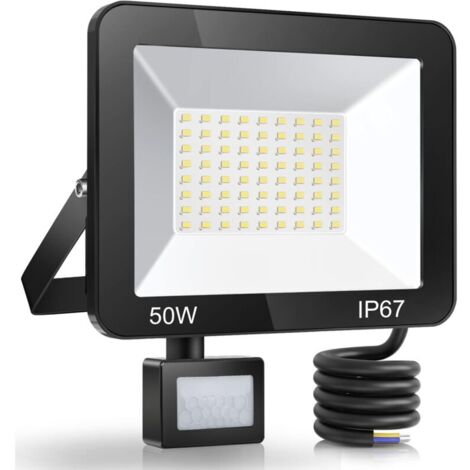 Bardusch - Projecteur LED extérieur 50W Détecteur de mouvement IP67 étanche 5000 lumens 7000K blanc froid Installation facile pour espaces extérieurs - 5000LM (1/5)