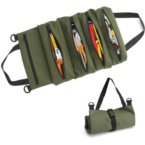 Bardusch-Ensemble d'outils avec 5 poches zippées, sac à outils en toile, sac à outils multifonctionnel, adapté aux électriciens et aux plombiers. (1/5)