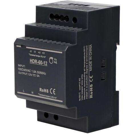 Bardusch-Transformateur d'alimentation Rail Din Alimentation modulaire  industrielle Boîtes de distribution Instrumentation Transformateurs (12V 5A HDR-60-12)