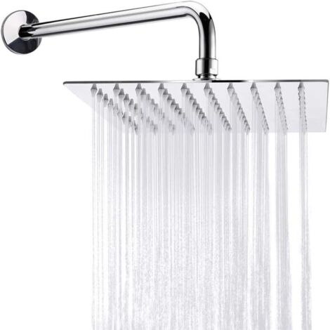 Bardusch - Pommeau de douche haute pression, grand pommeau carré en acier inoxydable 304 avec tube de 30 cm, pommeau de douche fixe pour salle de bain, économie d'eau (1/5)