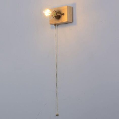 Bardusch - Lámpara de pared de madera rústica, lámpara de pared, lámpara de pared con interruptor de cadena(color ceniza) (1/5)
