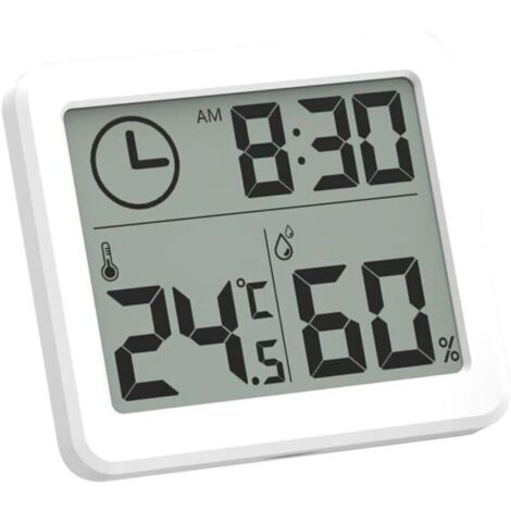 Bardusch - Thermomètre hygromètre numérique, compteur de température et d'humidité avec horloge (1/5)