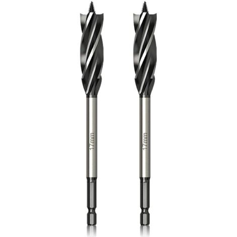 Bardusch - Professionnel Foret à Bois 17mm x 165mm x 2Pcs Mèche à Tarière avce Auto-alimenté Pointe Pilote, 1/4 Pouce Tige Hexagonale Foret pour le Travail du Bois (1/5)