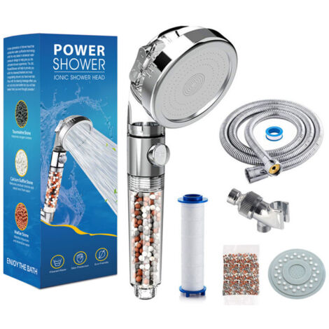 Bardusch - Pommeau de douche filtré à main, filtre de douche pour économiser l'eau, aide la peau sèche et qui démange, élimine le chlore et le fluor, adoucisseur d'eau dure, installation facile (ensem (1/5)