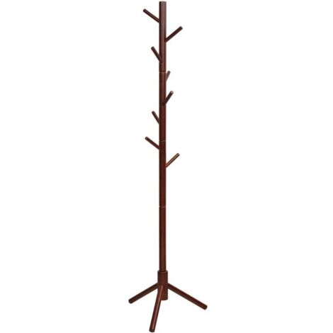 Bardusch - Porte-manteau, porte-manteau autoportant en bois d'hévéa avec 8 crochets, porte-manteau réglable en haauteur, porte-manteau pour porte-manteau, pour la maison, le bureau, l'entrée (1/5)