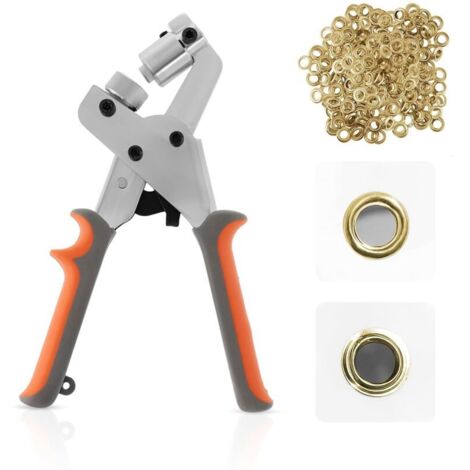 Bardusch - Kit d'outils pour œillets, presse à œillets, pince à œillets, ensemble manuel avec 300 œillets dorés de 10,5 mm, œillets métalliques portables pour ceintures, artisanat et panneaux. (1/5)